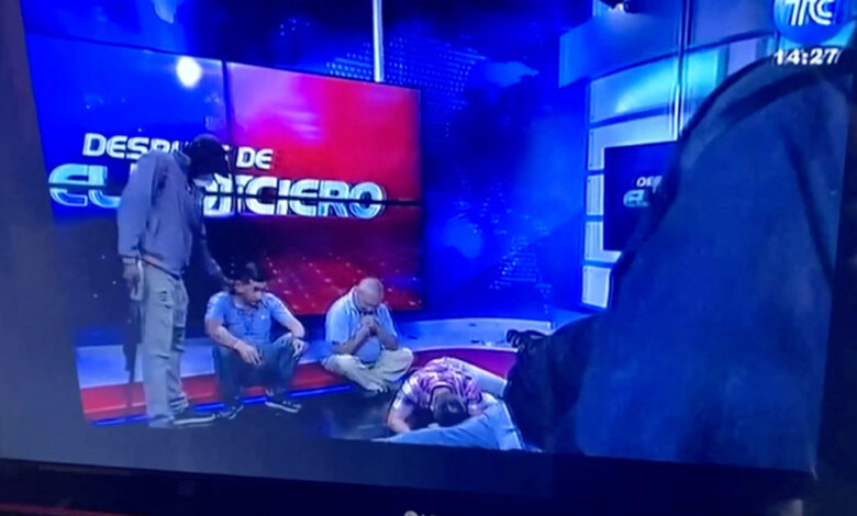 Ecuador s escalating gang violence is broadcast live as masked gunmen storm tv studio