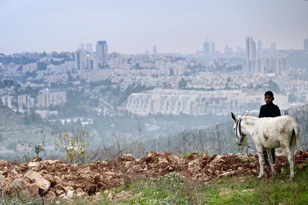 Palestinian israel demolishes homes al wall bulldozer israeli army baher sur separation near abed occupied jerusalem village east building hashlamoun