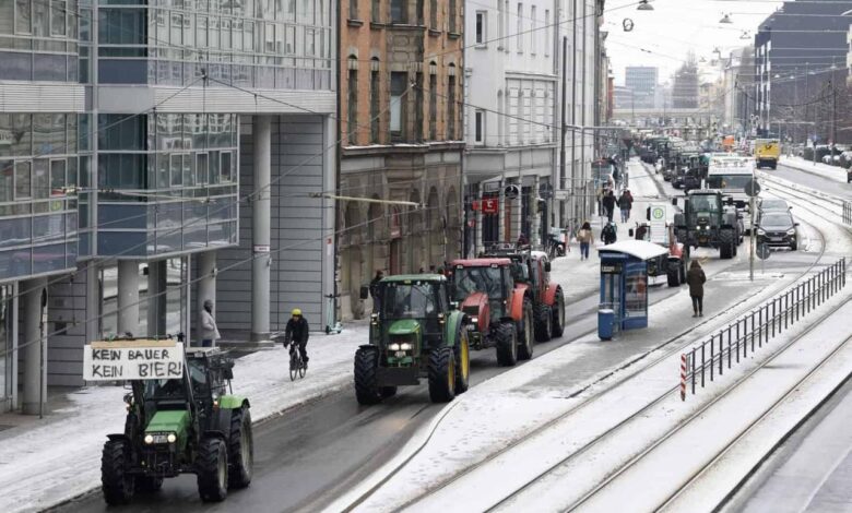 Angry farmers stage germany wide tractor blockades