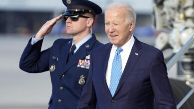 Biden meets with friendly autoworkers in michigan but avoids angry gaza protesters