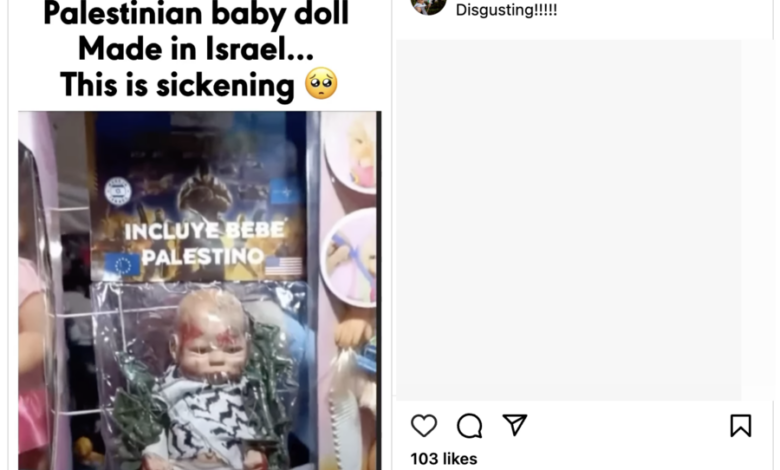 This palestinian baby doll was not fabricated in israel