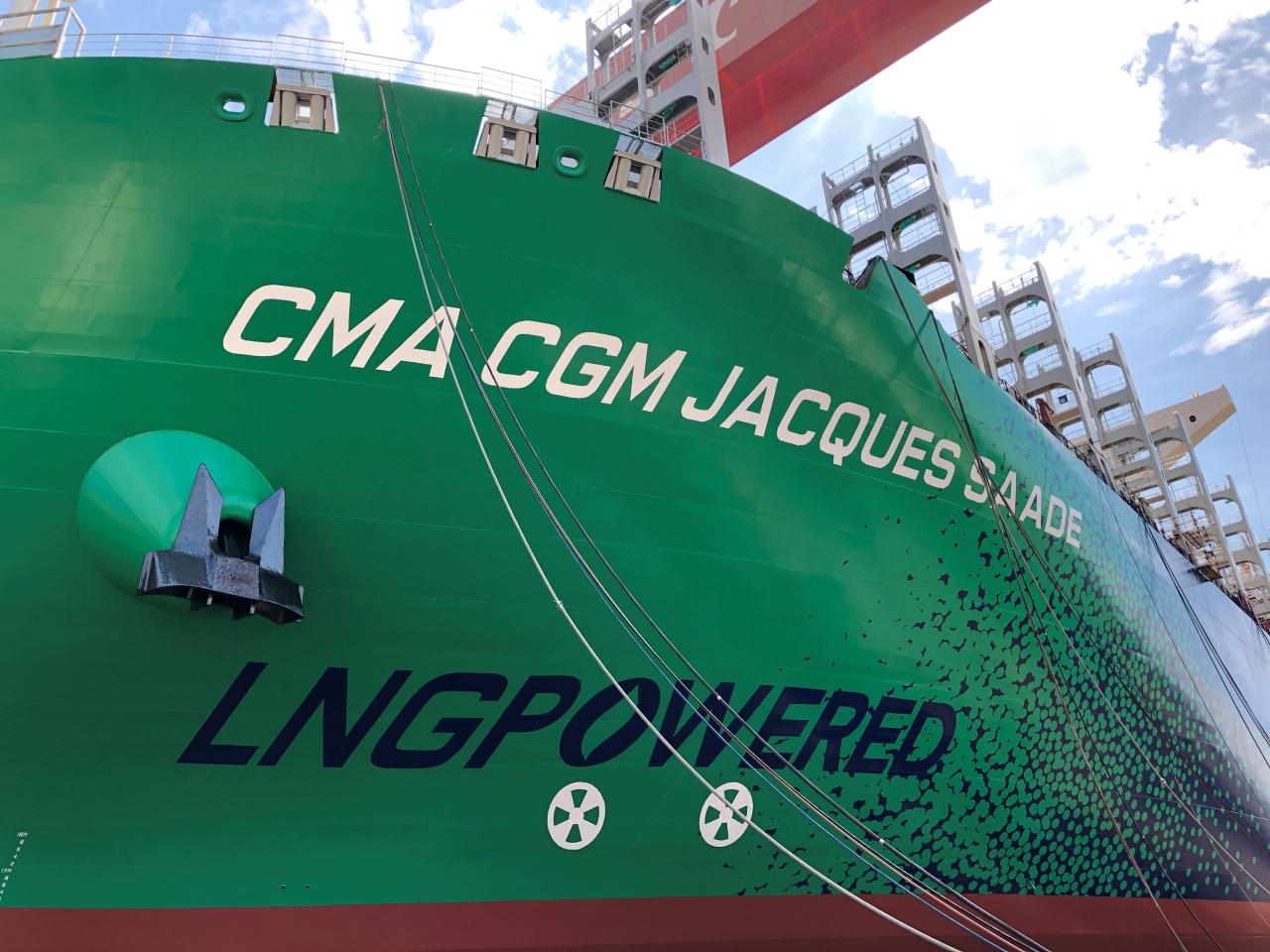 Cgm cma lng saade jacques maiden containership fueled maritime joins delivered scceu