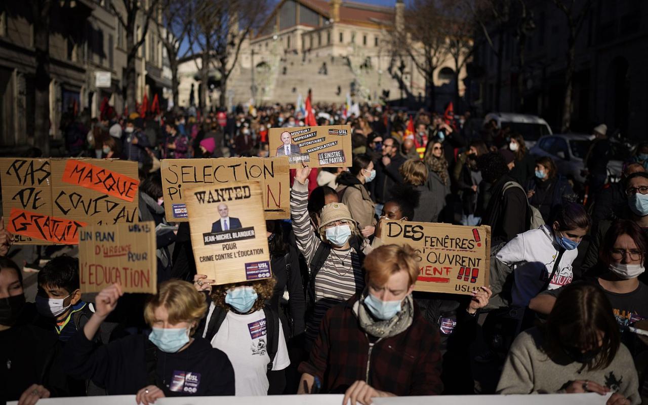 French teachers strike upping pressure on embattled minister